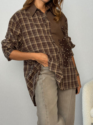 Camicia over con applicazioni Seregno Marrone