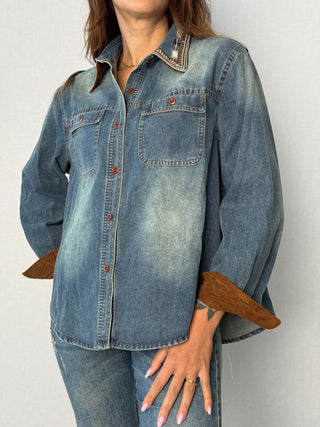 Camicia denim ricami