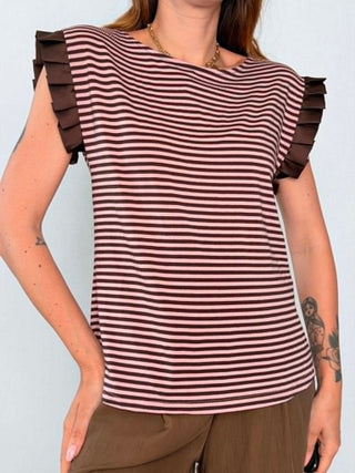 T-Shirt righe 21803B Rosa
