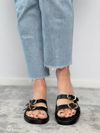 Black Nappa Slipper - Frau