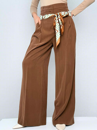 Pantalone vita alta doppio passante foulard - Kontatto