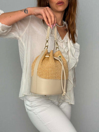 Jenny raffia and leather bag