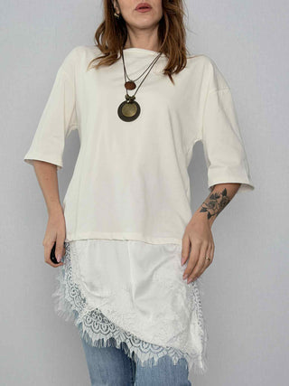 T-Shirt pizzo con collana Susy Mix
