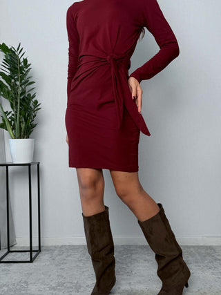 Abito corto con nodo Bordeaux - HaveOne