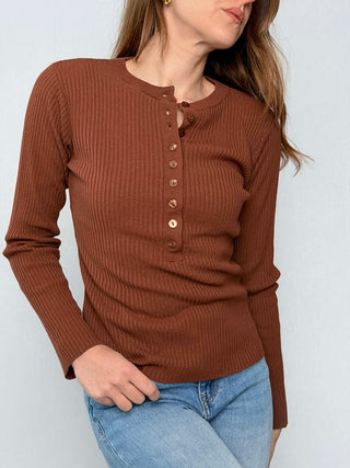 Crew neck Henley top - Kontatto