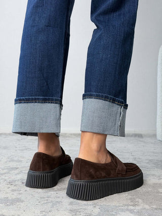 Mocassino platform camoscio cacao - Frau