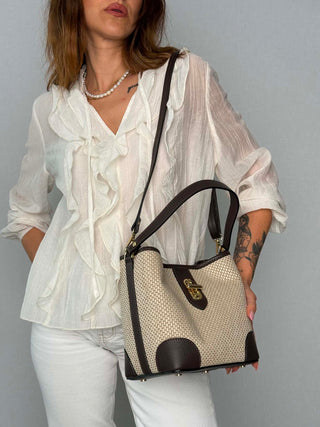 Jill raffia and leather bag