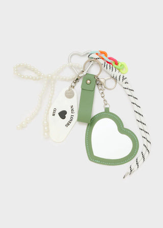 PORTACHIAVI CUORE+CHARMS VERDE OLIVA