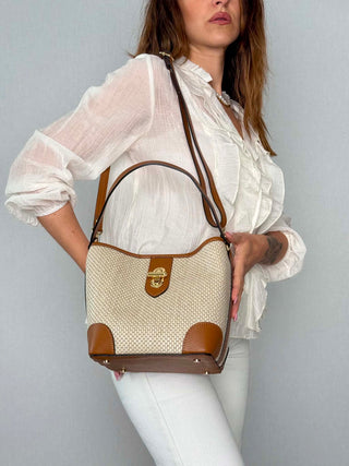 Jill raffia and leather bag