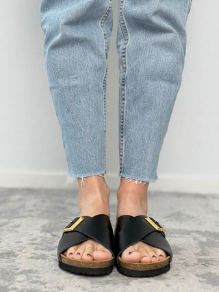 Black nappa slipper - Frau
