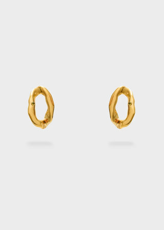 ORECCHINI OVALI A LOBO ACC. INOS ORO 18K