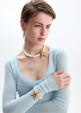 BRACCIALE CONCHIGLIE E STELLA ORO\BIANCO