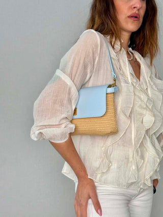 Borsa rafia e pelle Janet