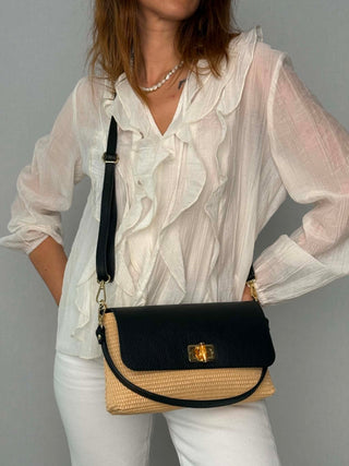 Janet raffia and leather bag