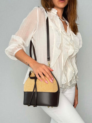 Jenny raffia and leather bag