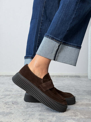 Mocassino platform camoscio cacao - Frau
