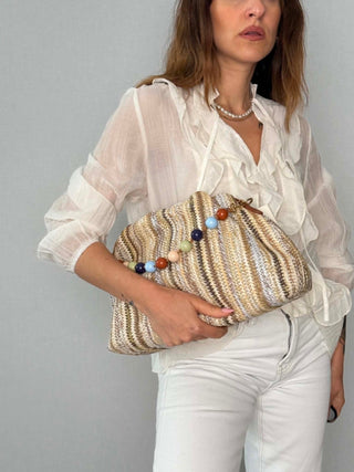 Borsa rafia multicolor