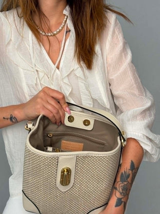 Jill raffia and leather bag