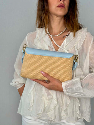 Borsa rafia e pelle Janet