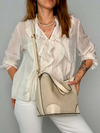 Jill raffia and leather bag