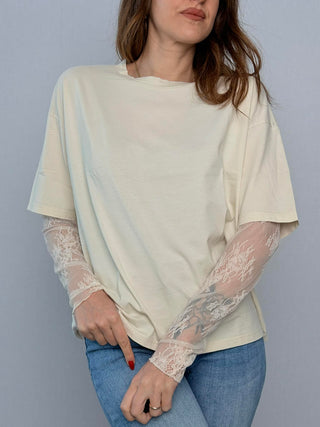 T-shirt manica pizzo Susy Mix