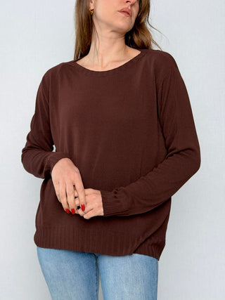 Crew-neck top with slit back - Kontatto