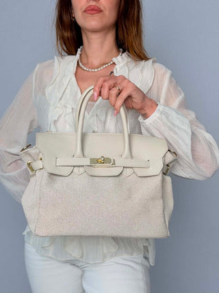 Borsa tela e pelle Paola