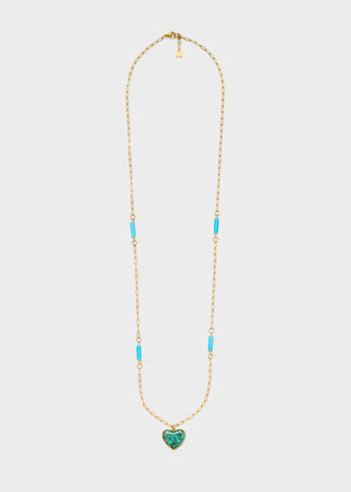 TURQUOISE BEAD HEART NECKLACE