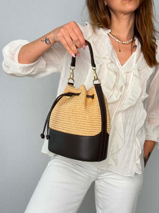 Jenny raffia and leather bag