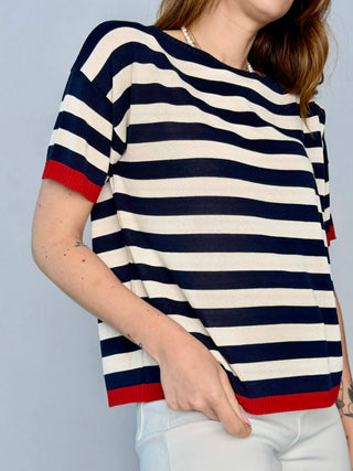Striped boat neck top - Susy Mix