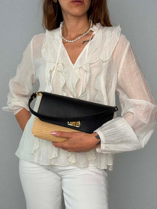 Borsa rafia e pelle Janet