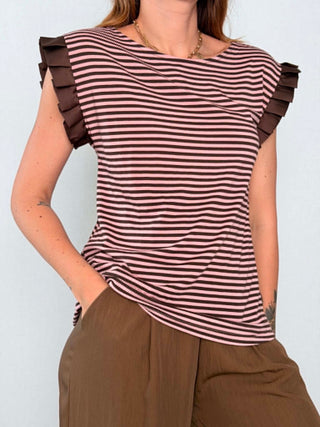 T-Shirt righe 21803B Rosa