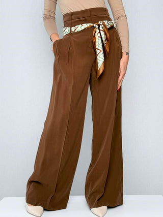Pantalone vita alta doppio passante foulard - Kontatto
