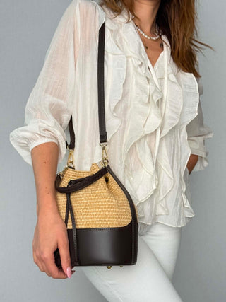 Jenny raffia and leather bag