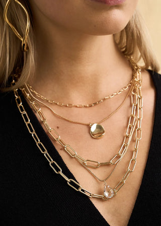 COLLANA MULTIFILO CATENE ED ELEMENTI ORO