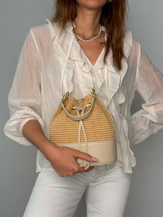 Jenny raffia and leather bag