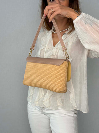 Janet raffia and leather bag