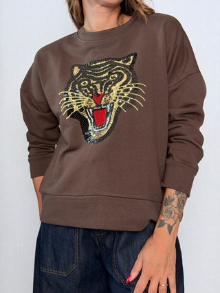 Felpa Ricamo Tigre Moro - Susy Mix