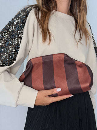 Pouch righe Mattone-Moro