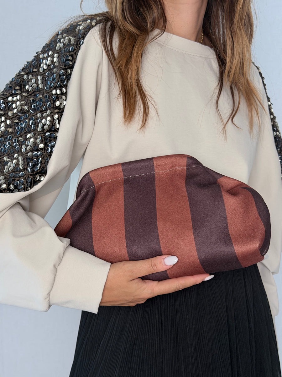 Pouch righe Mattone-Moro