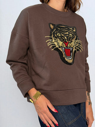 Felpa Ricamo Tigre Moro - Susy Mix