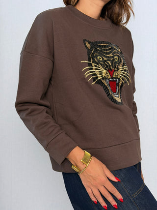 Felpa Ricamo Tigre Moro - Susy Mix