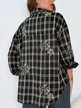 Camicia check Fiori Nero
