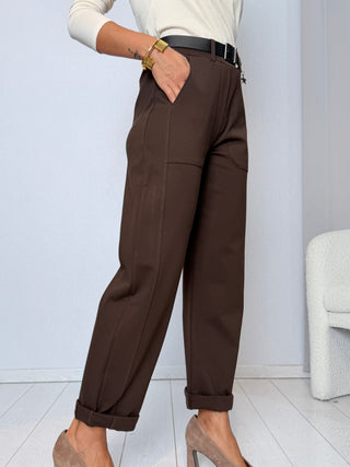 Pantalone ovetto punto Milano moro- Susy Mix