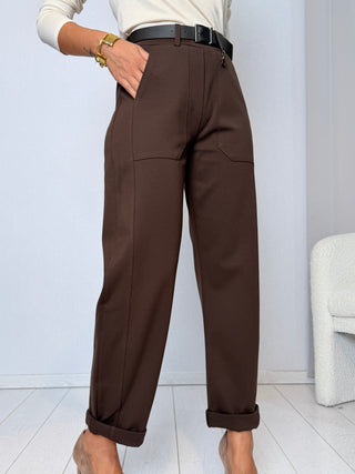 Pantalone ovetto punto Milano moro- Susy Mix