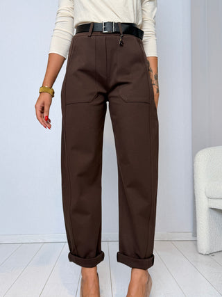 Pantalone ovetto punto Milano moro- Susy Mix