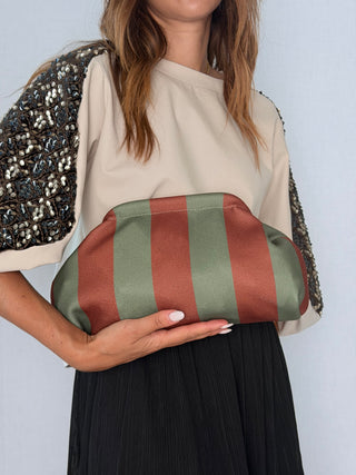 Pouch righe Mattone-Verde