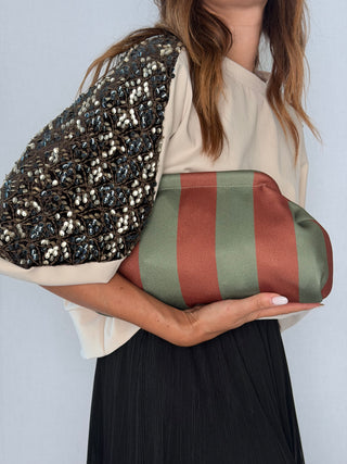 Pouch righe Mattone-Verde