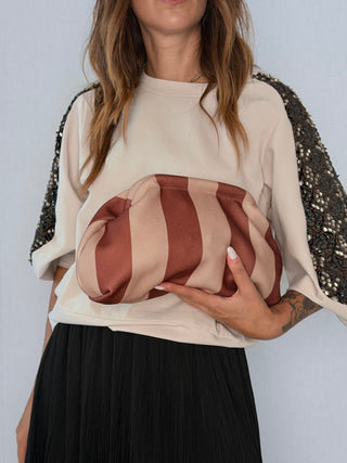 Pouch righe Mattone-Sabbia