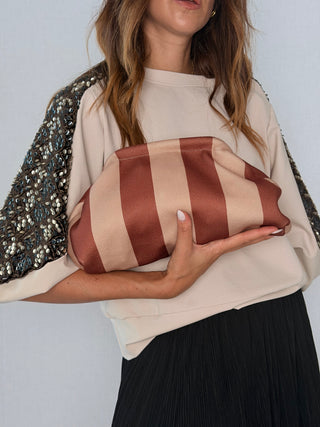 Pouch righe Mattone-Sabbia